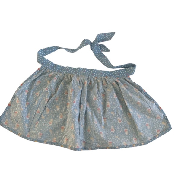 Vintage APRON ONESZ WITH POCKETS PINK AND BLUE PATTERN COTTON - Picture 2 of 2